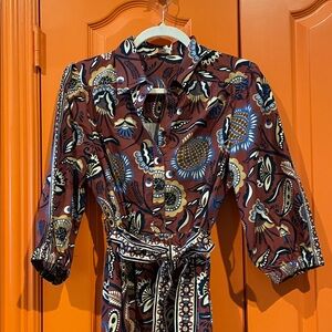 Floral Maxi Dress in Brown and Blue